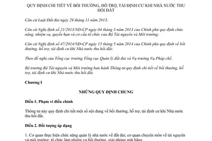 Thông tư 37/2014/TT-BTNMT bồi thường hỗ trợ tái định cư khi Nhà nước thu hồi đất