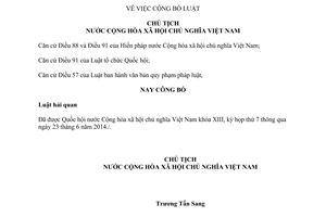Lệnh công bố Luật hải quan 2014
