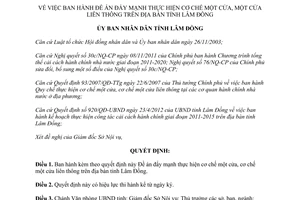 Quyết định 1420/QĐ-UBND 2014 cơ chế một cửa một cửa liên thông Lâm Đồng