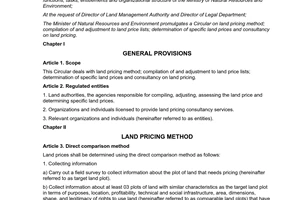 Circular No. 36/2014/TT-BTNMT on land pricing method compilation of and adjustment to land price lists