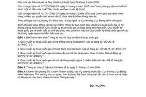 Thông tư 24/2014/TT-BGTVT Quy chuẩn kỹ thuật quốc gia tàu biển kéo trên biển phao neo phao tín hiệu