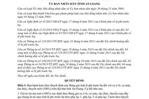 Quyết định 26/2014/QĐ-UBND Bảng giá tính lệ phí trước bạ ô tô xe máy tàu thủy thuyền An Giang