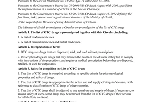 Circular No. 23/2014/TT-BYT promulgation of list of otc drugs
