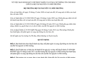 Quyết định 1288/QĐ-BTNMT 2014 Quy chế phát ngôn cung cấp thông tin báo chí