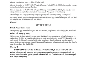 Thông tư 30/2014/TT-BTNMT hồ sơ giao cho thuê chuyển mục đích sử dụng thu hồi đất