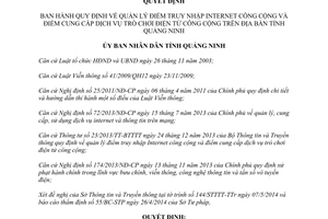 Quyết định 1111/2014/QĐ-UBND quản lý điểm truy nhập Internet trò chơi điện tử Quảng Ninh