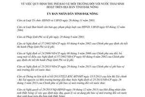 Quyết định 10/2014/QĐ-UBND mức thu phí bảo vệ môi trường đối với nước thải sinh hoạt Đắk Nông