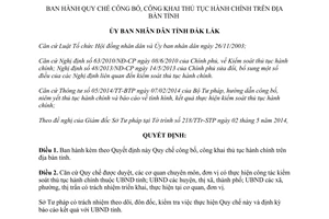 Quyết định 14/2014/QĐ-UBND Quy chế công bố thủ tục hành chính Đắk Lắk