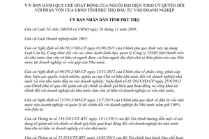 Quyết định 1239/QĐ-UBND 2014 Quy chế hoạt động người đại diện ủy quyền phần vốn Ủy ban Phú Thọ doanh nghiệp