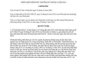 Nghị quyết 35/NQ-CP phiên họp Chính phủ thường kỳ tháng 5 năm 2014