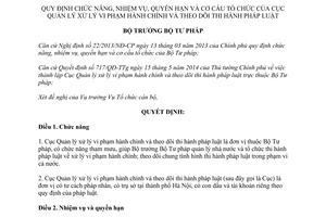Quyết định 1266/QĐ-BTP 2014 chức năng nhiệm vụ quyền cơ cấu Cục Quản lý xử lý vi phạm hành chính