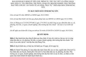 Quyết định 06/2014/QĐ-UBND tiêu chí thủ tục xét công nhận khu dân cư An toàn an ninh trật tự Hưng Yên