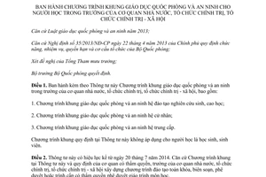 Thông tư 38/2014/TT-BQP Chương trình khung giáo dục quốc phòng an ninh cơ quan nhà nước
