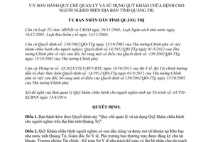 Quyết định 26/2014/QĐ-UBND quản lý sử dụng Quỹ khám chữa bệnh người nghèo Quảng Trị