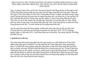 Thông báo 222/TB-VPCP 2014 kết luận Thủ tướng 03 năm thực hiện xây dựng nông thôn mới toàn quốc