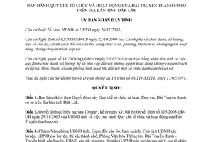 Quyết định 15/2014/QĐ-UBND tổ chức hoạt động Đài Truyền thanh cơ sở Đắk Lắk