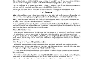 Quyết định 1375/QĐ-UBND 2014 thủ tục hành chính một cửa một cửa liên thông trực tuyến Khánh Hòa