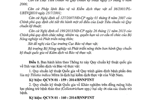 Thông tư 16/2014/TT-BNNPTNT quy chuẩn kỹ thuật Quốc gia Kiểm dịch Bảo vệ thực vật