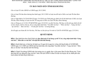 Quyết định 12/2014/QĐ-UBND xét công nhận danh hiệu Làng Khu dân cư văn hóa Hải Dương