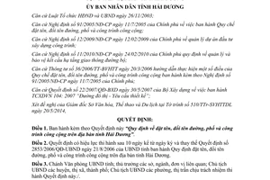 Quyết định 13/2014/QĐ-UBND đặt tên đổi tên đường phố công trình công cộng Hải Dương