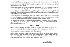 Quyết định 1056/QĐ-UBND 2014 thủ tục hành chính đất đai theo cơ chế một cửa liên thông Ninh Thuận