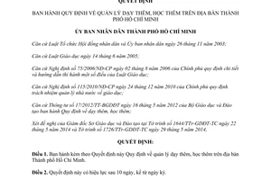 Quyết định 21/2014/QĐ-UBND quản lý dạy học thêm Hồ Chí Minh