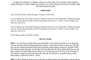 Nghị quyết 43/NQ-CP 2014 cải cách thủ tục hành chính dự án đầu tư  sử dụng đất cải thiện kinh doanh