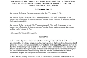 Resolution No. 43/NQ-CP 2014 administrative procedures for investment projects using land