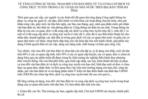 Chỉ thị 14/CT-UBND năm 2014 sử dụng trao đổi văn bản điện tử cung cấp dịch vụ công trực tuyến Hà Tĩnh