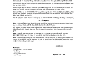 Quyết định 1195/QĐ-UBND 2014 thủ tục hành chính áp dụng chung Ủy ban nhân dân xã Bình Phước