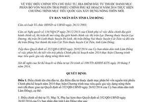 Quyết định 1271/QĐ-UBND năm 2014 điều chỉnh tên địa điểm đầu tư thuộc phân bổ vốn nguồn trái phiếu Lâm Đồng