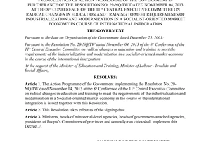 Resolution No. 44/NQ-CP action programme in furtherance No. 29-NQ/TW changes in education and training