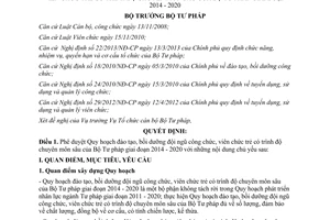Quyết định 1340/QĐ-BTP đào tạo bồi dưỡng công viên chức 2014 2020