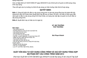 Quyết định 634/QĐ-BXD 2014 vốn đầu tư xây dựng công trình giá xây dựng tổng hợp 2013