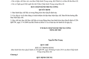 Quyết định 244-QĐ/TW 2014 Quy chế bầu cử trong Đảng