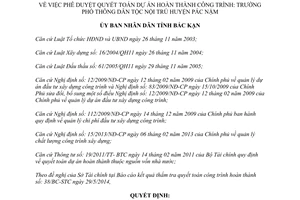 Quyết định 934/QĐ-UBND 2014 Quyết toán dự án Trường phổ thông dân tộc nội trú Pác Nặm Bắc Kạn