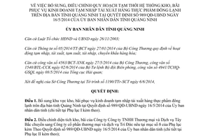 Quyết định 1226/QĐ-UBND 2014 kho bãi phục vụ kinh doanh tạm nhập tái xuất thực phẩm đông lạnh Quảng Ninh