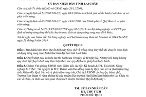 Quyết định 14/2014/QĐ-UBND trồng rừng thay thế khi chuyển mục đích sử dụng rừng Lai Châu