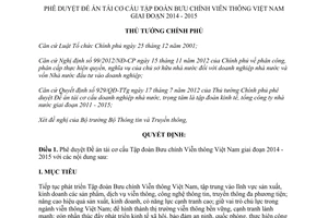 Quyết định 888/QĐ-TTg 2014 tái cơ cấu Tập đoàn Bưu chính Viễn thông Việt Nam 2014-2015