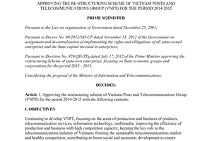 Decision No.888/QD-TTg dated 2014 the re-structuring scheme of Vietnam Posts and Telecommunications Group