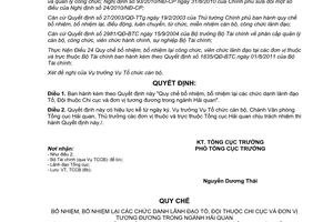 Quyết định 1628/QĐ-TCHQ 2014 bổ nhiệm lãnh đạo Tổ Đội Chi cục tương đương Hải quan