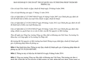 Thông tư 32/2014/TT-BTNMT Quy chuẩn kỹ thuật quốc gia thăm dò phóng xạ