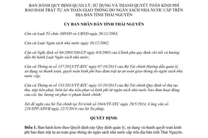 Quyết định 15/2014/QĐ-UBND quản lý sử dụng thanh quyết toán kinh phí bảo đảm trật tự an toàn giao thông Thái Nguyên