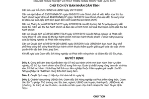 Quyết định 833/QĐ-UBND 2014 thủ tục hành chính của Sở Nông nghiệp Phát triển Lạng Sơn