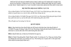 Quyết định 2207/QĐ-BGTVT 2014 thực hiện 318/QĐ-TTg phát triển dịch vụ vận tải 2020 định hướng 2030