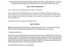 Quyết định 893/QĐ-TTg 2014 Quy hoạch phát triển kinh tế xã hội Bình Dương đến 2020 bổ sung đến 2025