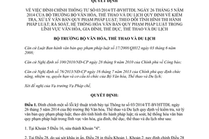 Quyết định 1805/QĐ-BVHTTDL 2014 đính chính 03/2014/TT-BVHTTDL kiểm tra xử lý văn bản quy phạm