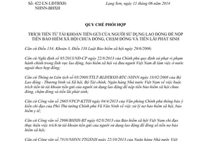 Quy chế phối hợp 422/LN-LĐTBXH-NHNH-BHXH 2014 đóng tiền bảo hiểm xã hội và lãi phát sinh Lạng Sơn