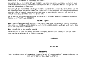 Quyết định 736/QĐ-UBND công bố thủ tục hành chính mới sửa đổi bãi bỏ Sở Giáo dục Bắc Giang