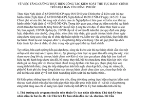 Chỉ thị 15/2014/CT-UBND công tác kiểm soát thủ tục hành chính Bình Phước